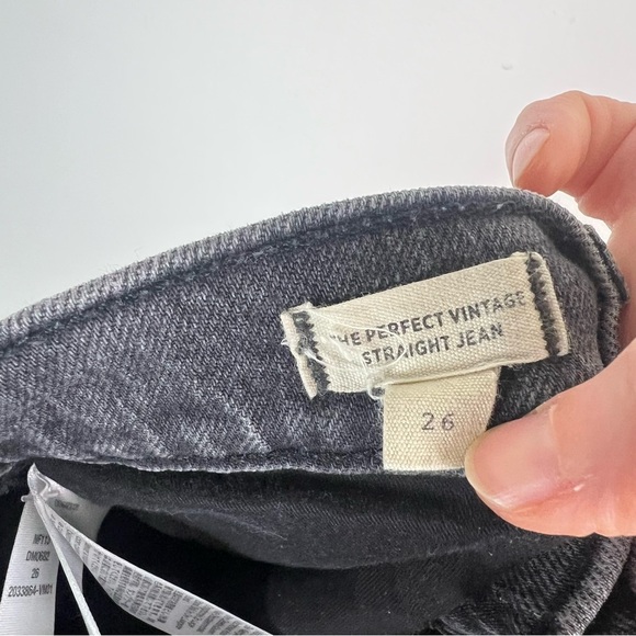 Madewell Perfect Vintage Straight Jeans Lunar Black Raw Hem Size 26 - Picture 5 of 7